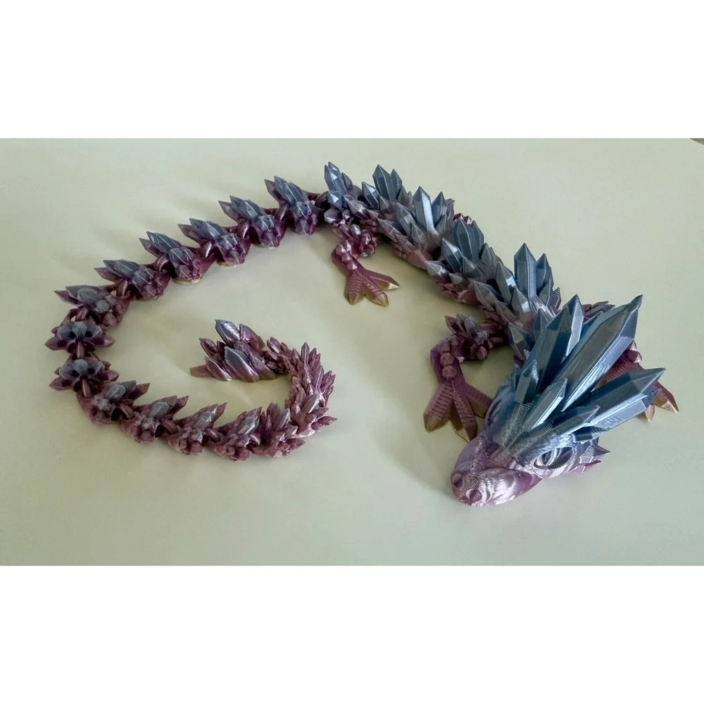 Articulated Crystal Dragon Fidget Toy 3D‎ Printed Flexible Sculpture